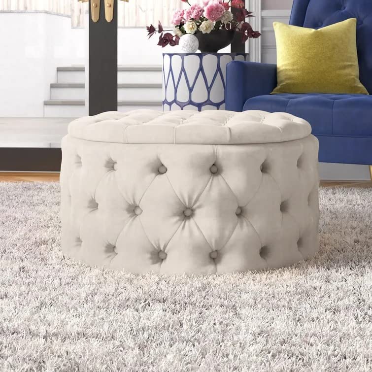 George Round Shape Fabric Ottoman Pouffe Puffy - Torque India